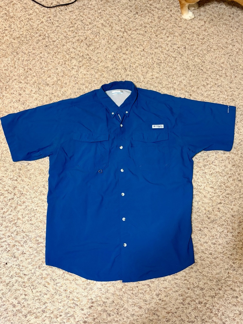 Columbia Short Sleeve Button-Up Shirt in Royal Blue